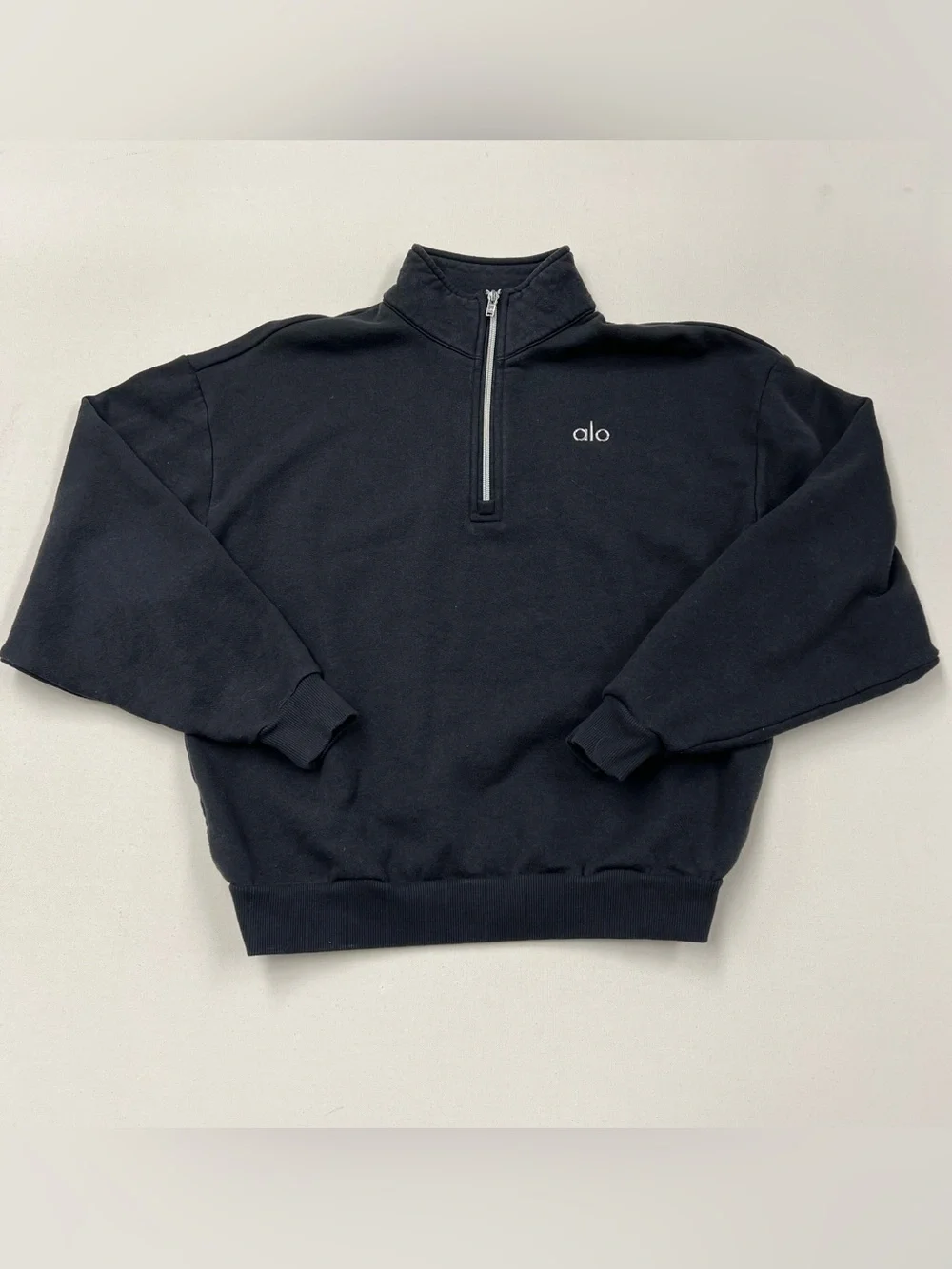 ALO YOGA Accolade 1/4 Zip Pullover Sweater Sweatshirt Black Womens Small